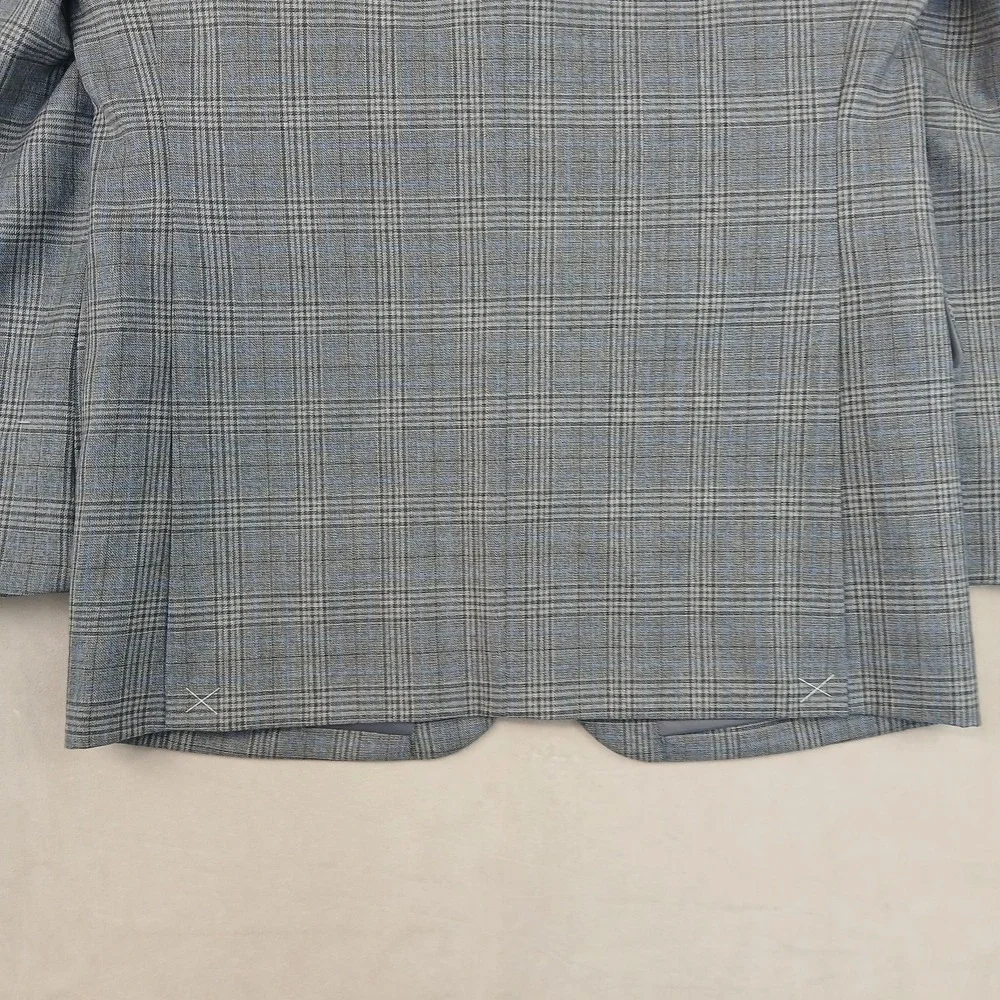 Pronto Uomo Platinum‎ 38R Mens Blazer Sport Coat Plaid Gray 19x30 Modern London